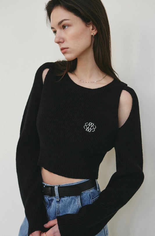 NICOLE PREMIUM SLIT KNIT_BLACK